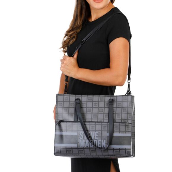 Steve Madden BOlivia Block Logo Tote Bag w/Detachable Crossbody & Wristlet - Picture 3 of 12